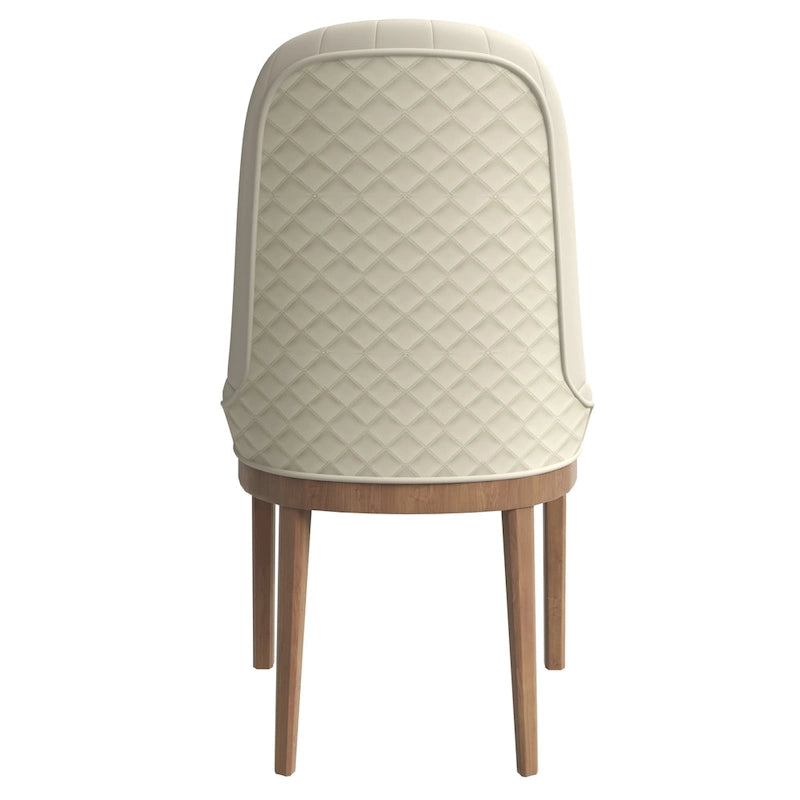 Chaise de salle à manger en cuir avec pieds en bois d'hévéa, chaises d'appoint avec dossier élégant à surpiqûres en losange