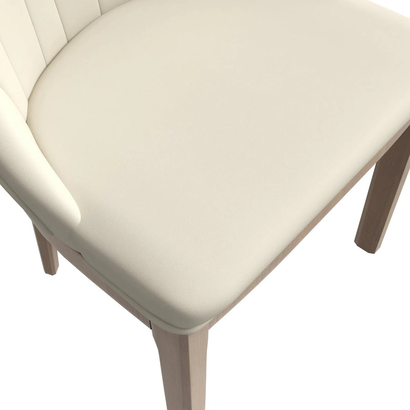 Chaise de salle à manger en cuir avec pieds en bois d'hévéa, chaises d'appoint avec dossier élégant à surpiqûres en losange