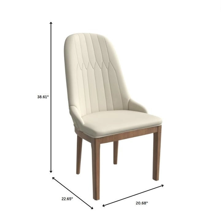 Chaise de salle à manger en cuir avec pieds en bois d'hévéa, chaises d'appoint avec dossier élégant à surpiqûres en losange