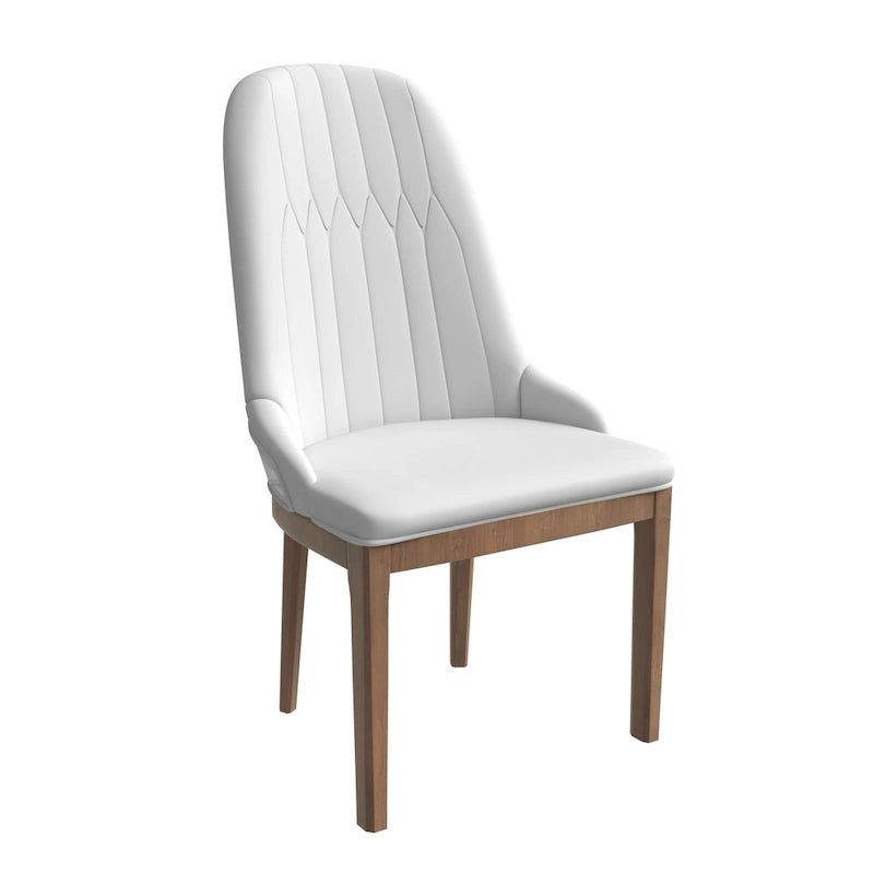Chaise de salle à manger en cuir avec pieds en bois d'hévéa, chaises d'appoint avec dossier élégant à surpiqûres en losange
