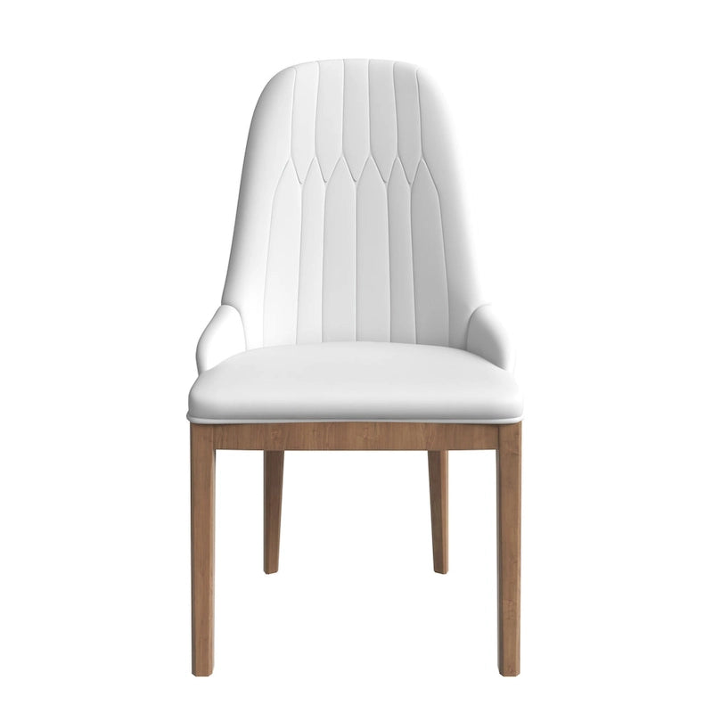 Chaise de salle à manger en cuir avec pieds en bois d'hévéa, chaises d'appoint avec dossier élégant à surpiqûres en losange