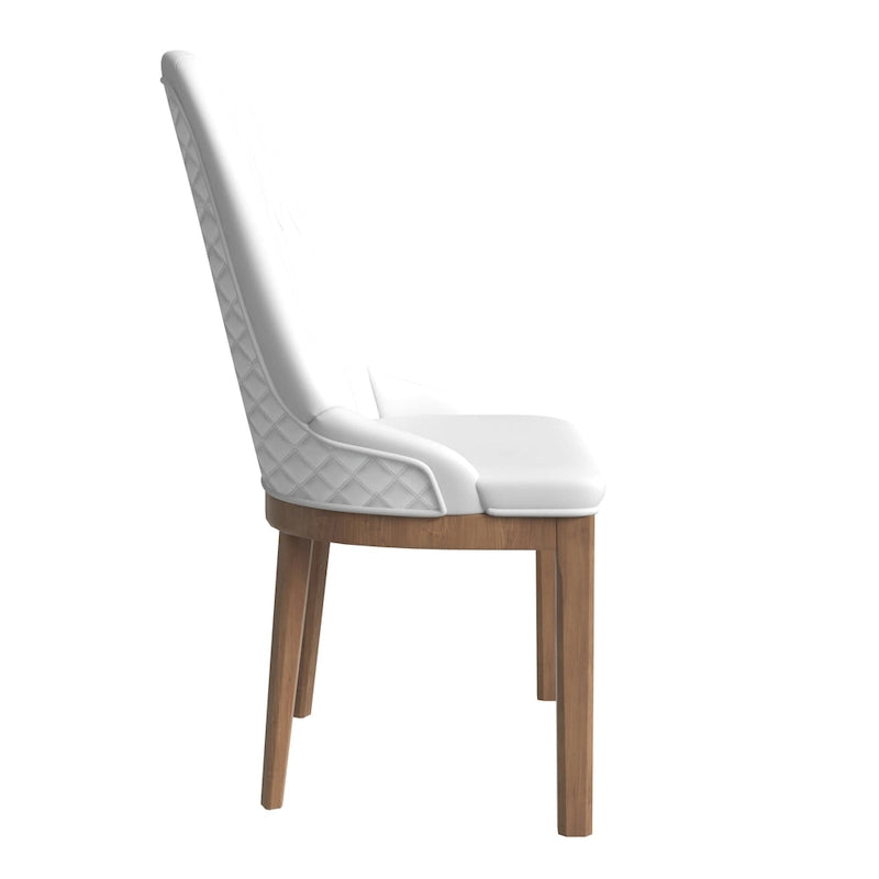 Chaise de salle à manger en cuir avec pieds en bois d'hévéa, chaises d'appoint avec dossier élégant à surpiqûres en losange