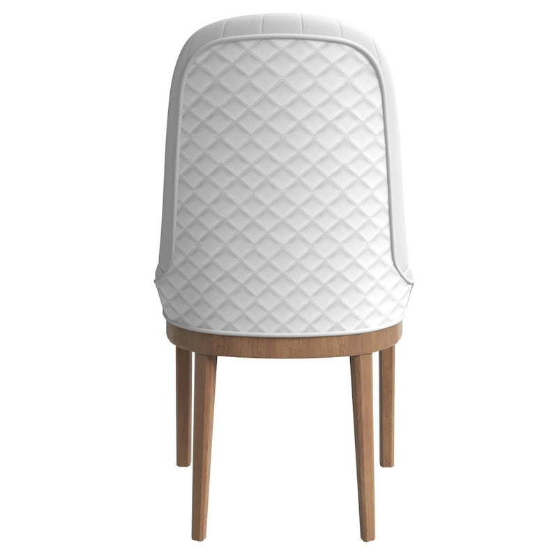 Chaise de salle à manger en cuir avec pieds en bois d'hévéa, chaises d'appoint avec dossier élégant à surpiqûres en losange