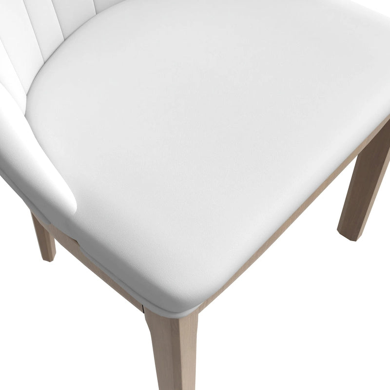Chaise de salle à manger en cuir avec pieds en bois d'hévéa, chaises d'appoint avec dossier élégant à surpiqûres en losange