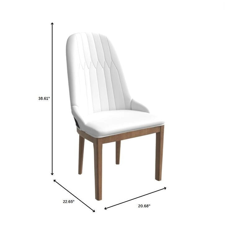 Chaise de salle à manger en cuir avec pieds en bois d'hévéa, chaises d'appoint avec dossier élégant à surpiqûres en losange