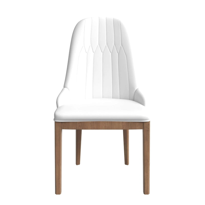 Chaise de salle à manger en cuir avec pieds en bois d'hévéa, chaises d'appoint avec dossier élégant à surpiqûres en losange