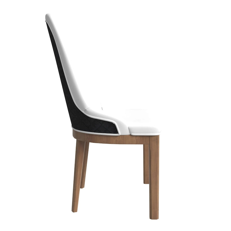 Chaise de salle à manger en cuir avec pieds en bois d'hévéa, chaises d'appoint avec dossier élégant à surpiqûres en losange