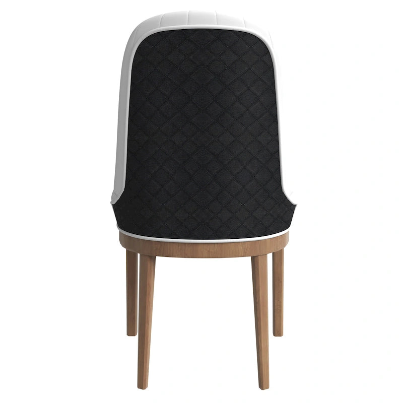Chaise de salle à manger en cuir avec pieds en bois d'hévéa, chaises d'appoint avec dossier élégant à surpiqûres en losange