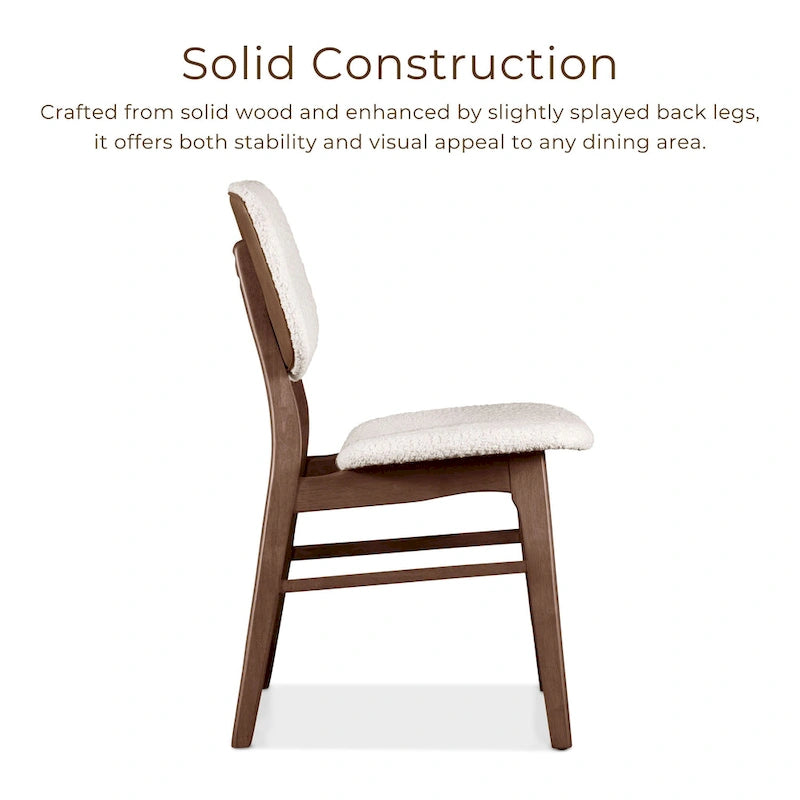 Ensemble de 2 chaises de salle à manger en noyer du milieu du siècle avec revêtement en bouclé