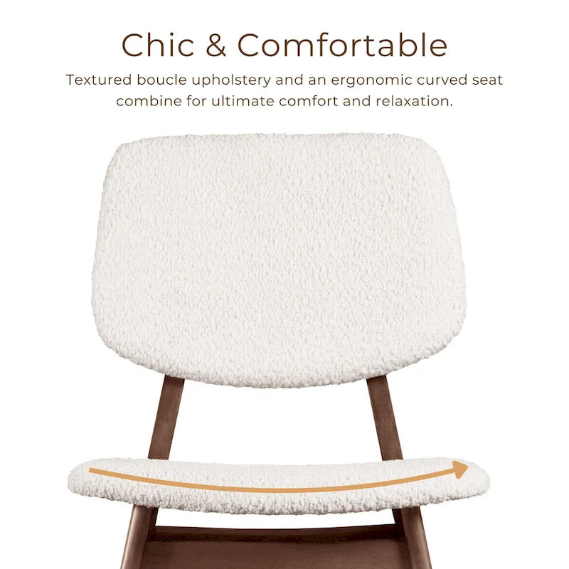 Ensemble de 2 chaises de salle à manger en noyer du milieu du siècle avec revêtement en bouclé