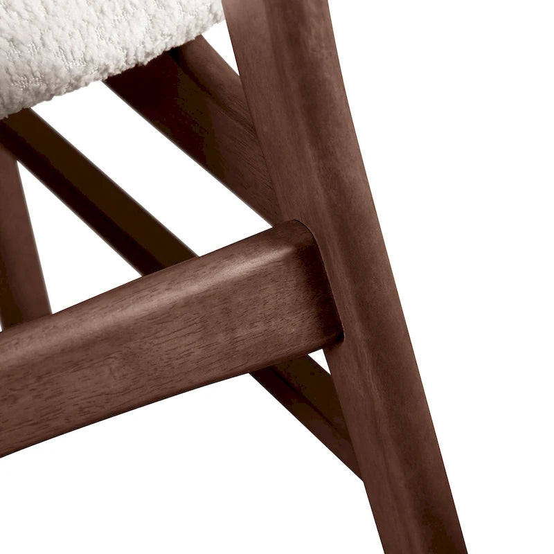 Ensemble de 2 chaises de salle à manger en noyer du milieu du siècle avec revêtement en bouclé