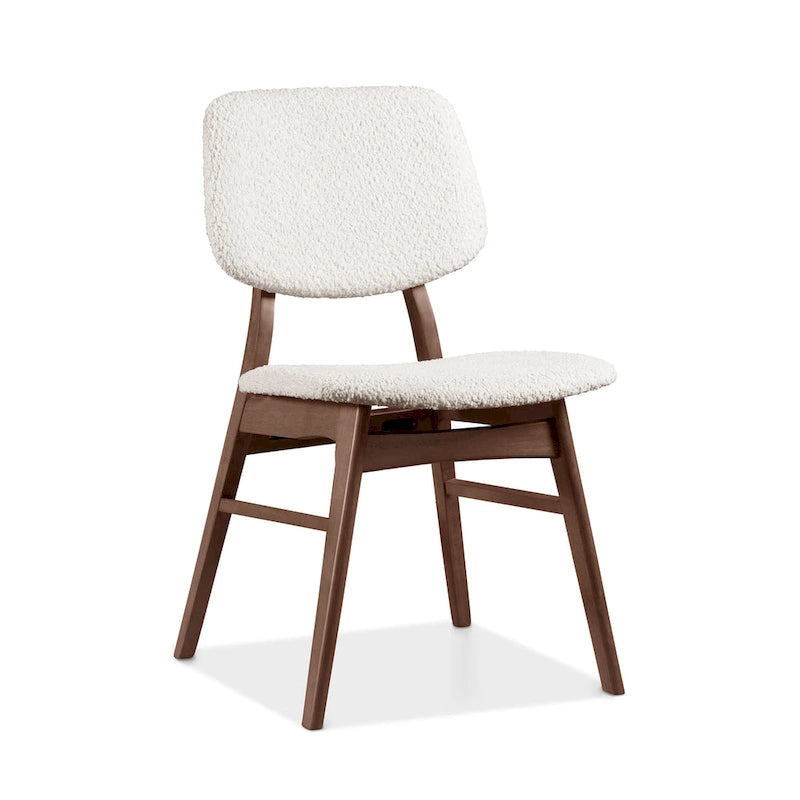 Ensemble de 2 chaises de salle à manger en noyer du milieu du siècle avec revêtement en bouclé