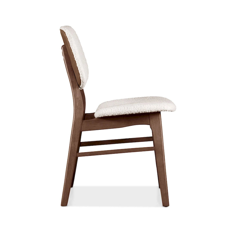 Ensemble de 2 chaises de salle à manger en noyer du milieu du siècle avec revêtement en bouclé