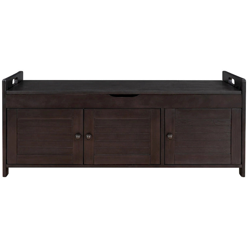 Banc de rangement avec 3 portes Banc à chaussures avec coussin amovible
