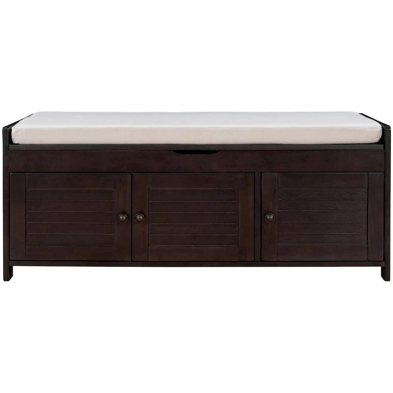 Banc de rangement avec 3 portes Banc à chaussures avec coussin amovible