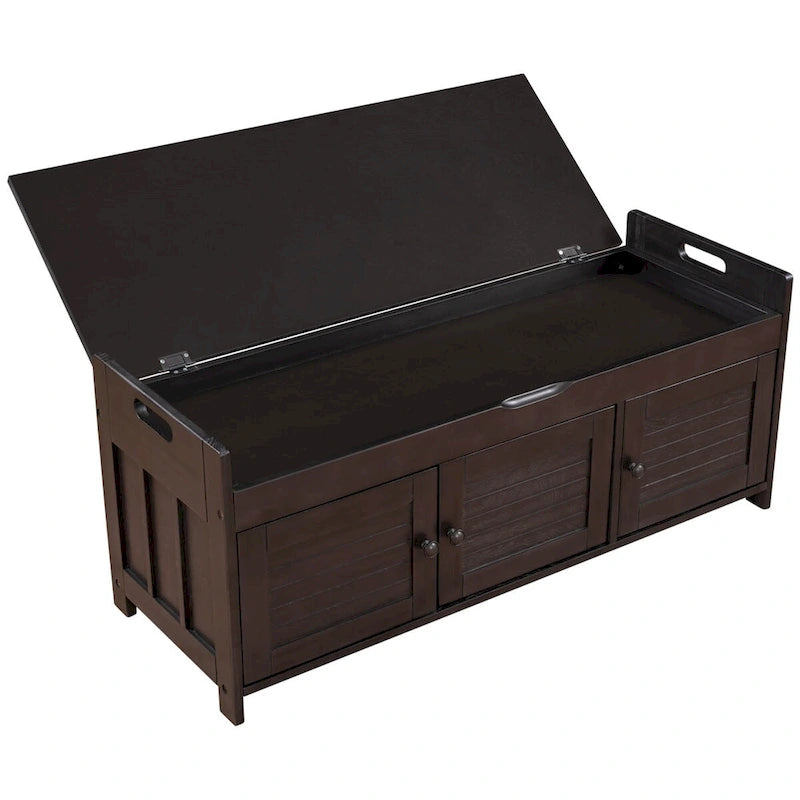 Banc de rangement avec 3 portes Banc à chaussures avec coussin amovible