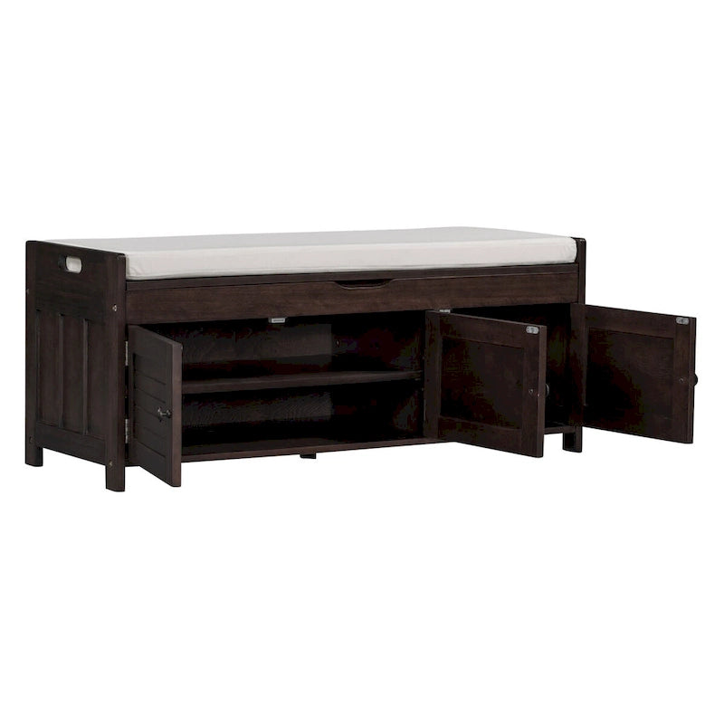 Banc de rangement avec 3 portes Banc à chaussures avec coussin amovible