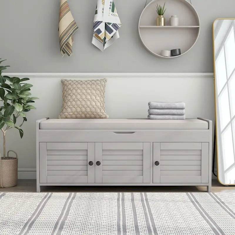 Banc de rangement avec 3 portes Banc à chaussures avec coussin amovible