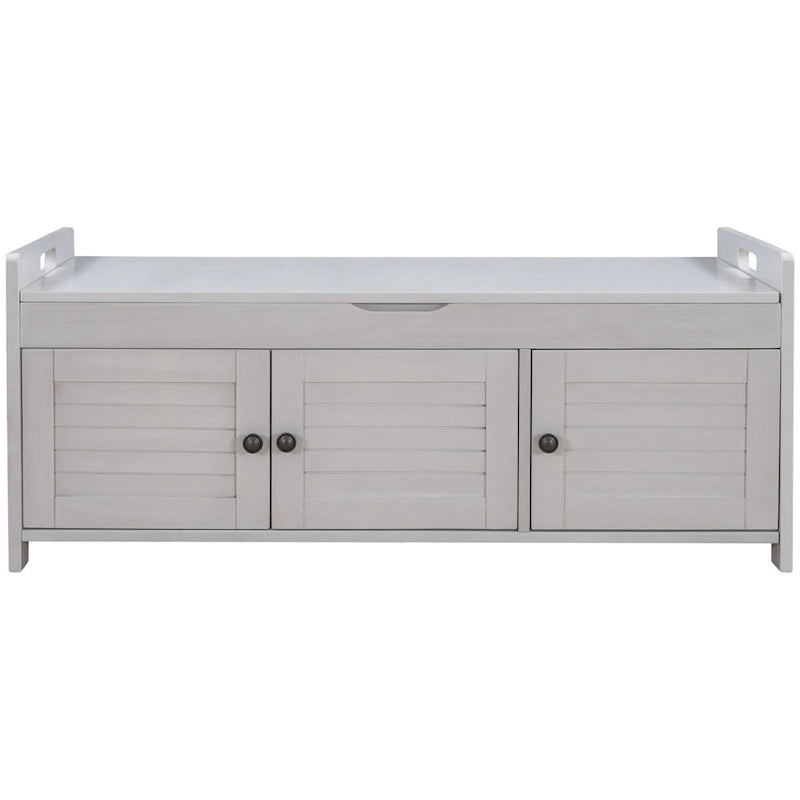 Banc de rangement avec 3 portes Banc à chaussures avec coussin amovible