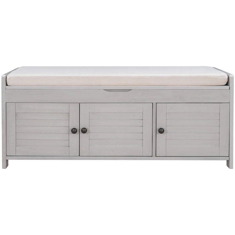 Banc de rangement avec 3 portes Banc à chaussures avec coussin amovible