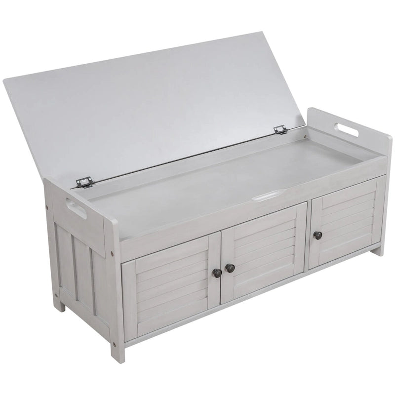 Banc de rangement avec 3 portes Banc à chaussures avec coussin amovible