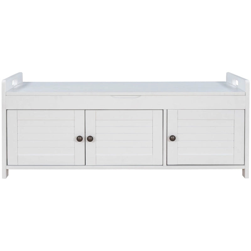 Banc de rangement avec 3 portes Banc à chaussures avec coussin amovible