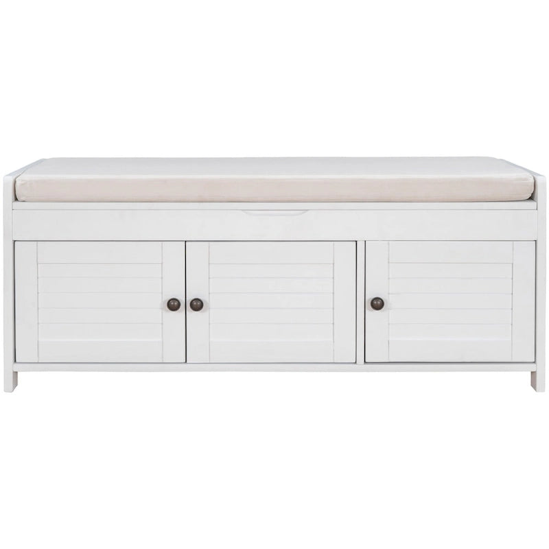 Banc de rangement avec 3 portes Banc à chaussures avec coussin amovible