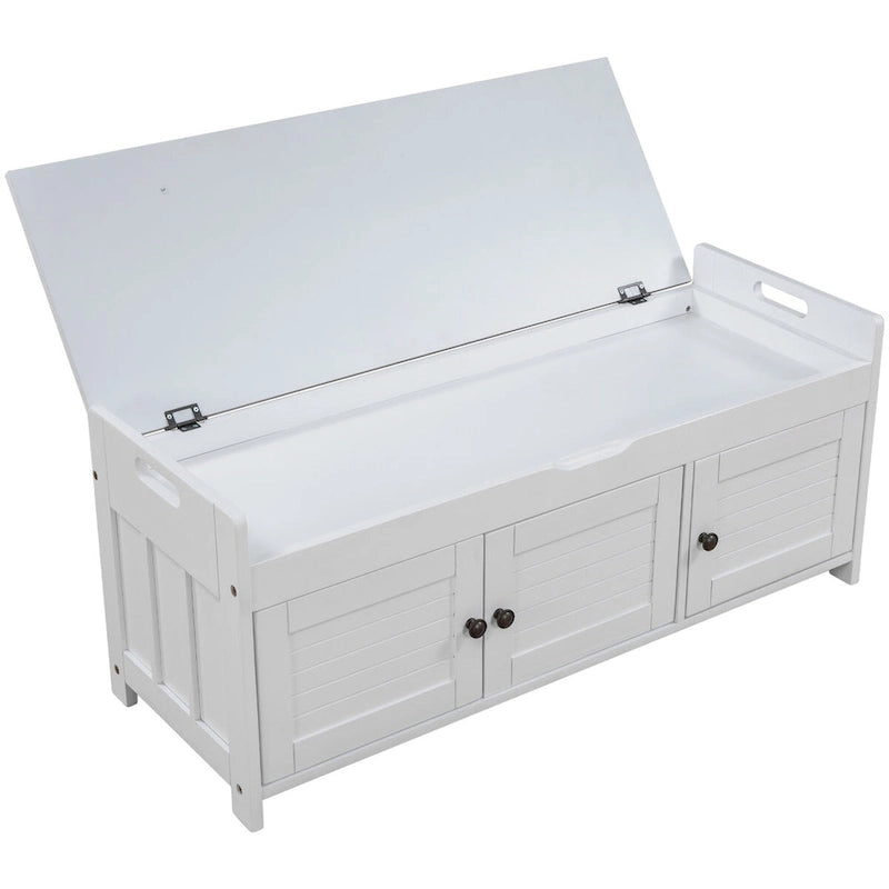 Banc de rangement avec 3 portes Banc à chaussures avec coussin amovible