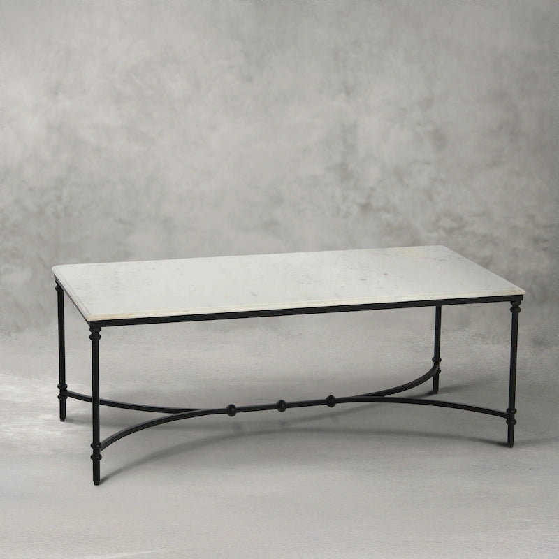 Table basse en marbre véritable et métal