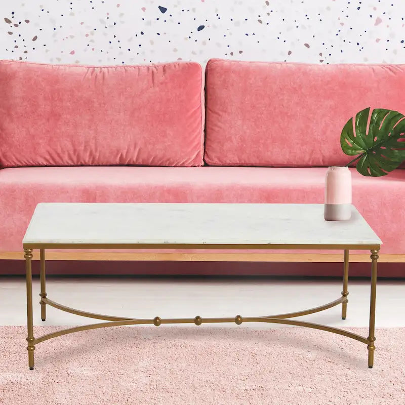 Table basse en marbre véritable et métal