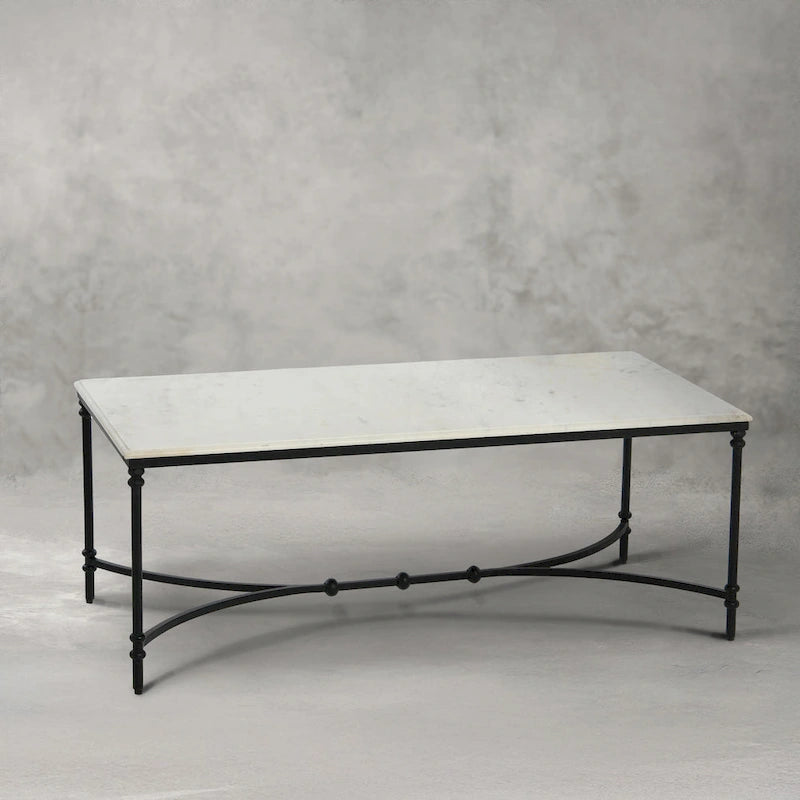 Table basse en marbre véritable et métal