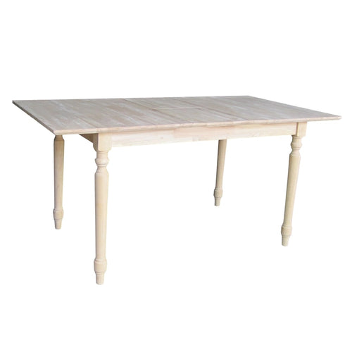 International Concepts 32-inch Wide Unfinished Turned Style Parawood Dining Table with Butterfly Extension