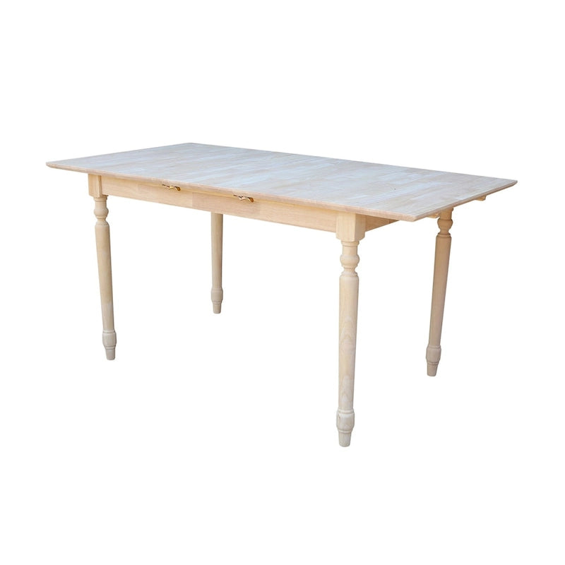 Table de salle à manger en bois d'hévéa brut de 32 pouces de large, style tourné, avec rallonge papillon