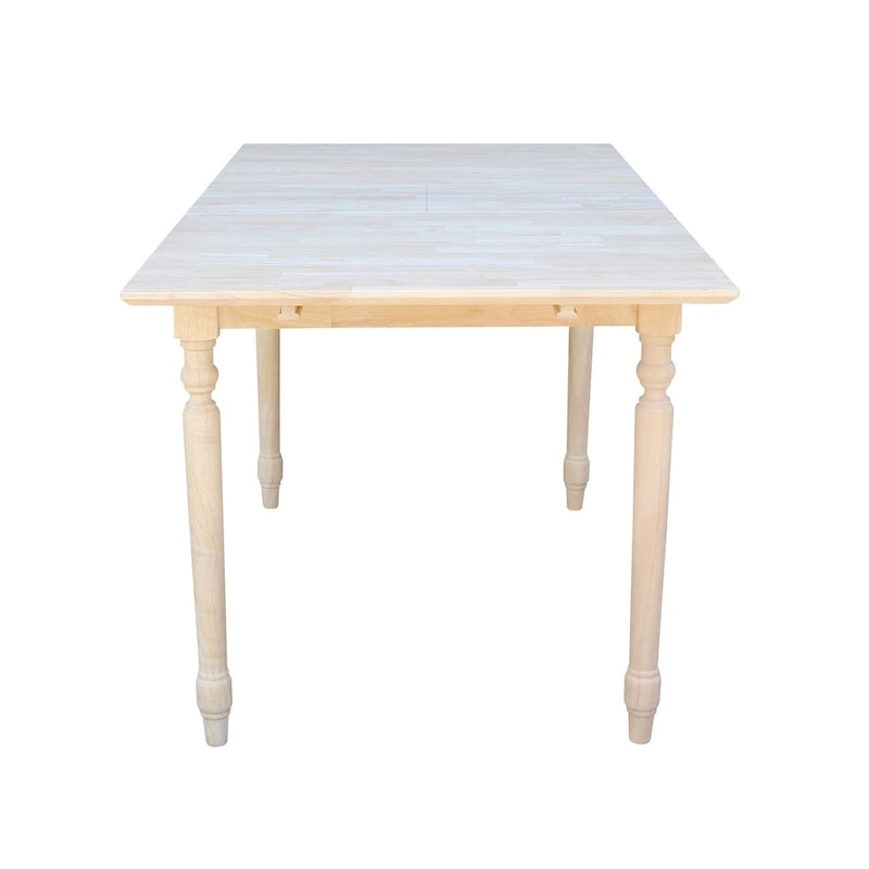 Table de salle à manger en bois d'hévéa brut de 32 pouces de large, style tourné, avec rallonge papillon