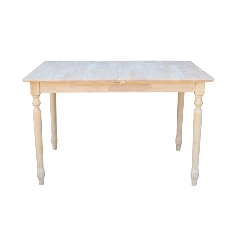 Table de salle à manger en bois d'hévéa brut de 32 pouces de large, style tourné, avec rallonge papillon