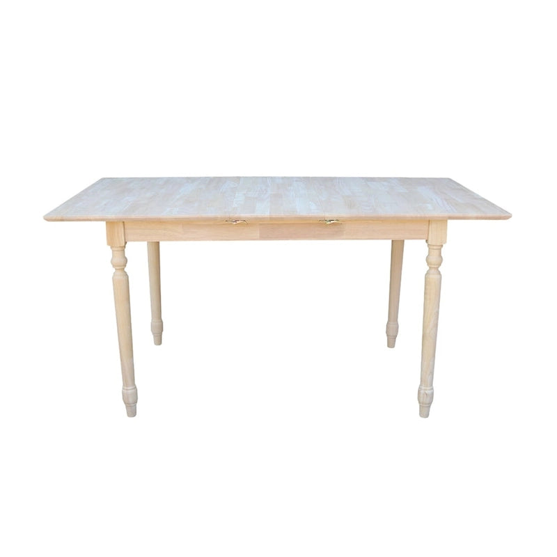 Table de salle à manger en bois d'hévéa brut de 32 pouces de large, style tourné, avec rallonge papillon