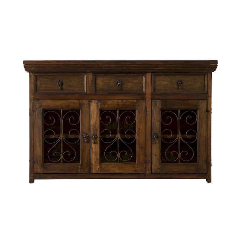 Buffet et dressoir en bois de grange massif recyclé fait main et ferronnerie 54 de large