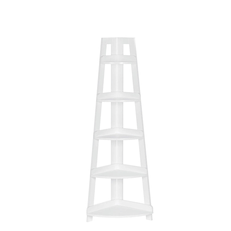 Étagère d'angle haute à 5 niveaux avec étagère de présentation et rangement d'angle pour salle de bain, salon, bureau