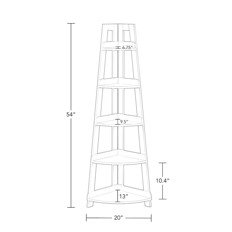 Étagère d'angle haute à 5 niveaux avec étagère de présentation et rangement d'angle pour salle de bain, salon, bureau