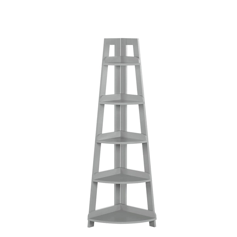 Étagère d'angle haute à 5 niveaux avec étagère de présentation et rangement d'angle pour salle de bain, salon, bureau